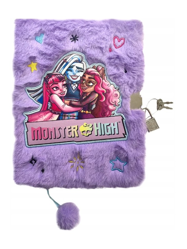PAMIĘTNIK PLUSZOWY Z KŁÓDKĄ A5 MONSTER HIGH ST.MAJEWSKI