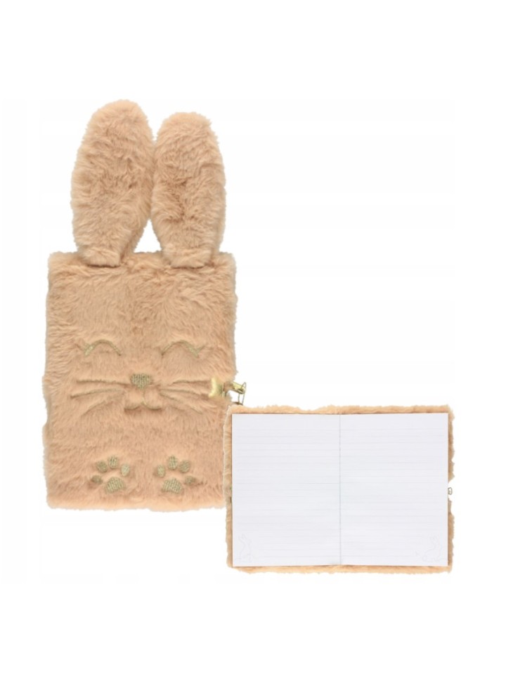 PAMIĘTNIK PLUSZOWY Z KŁÓDKĄ A5 FLUFFY BUNNY KRÓLIK ASTRA
