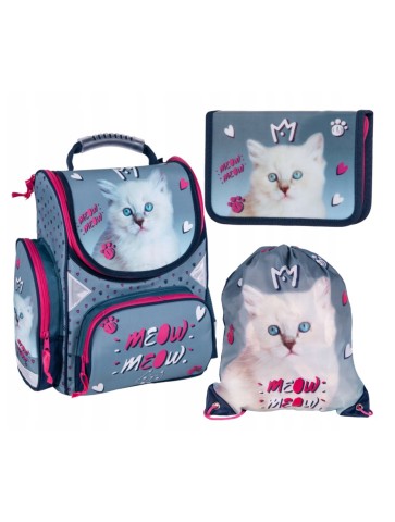TORNISTER+PIÓRNIK+WOREK KOTEK CAT KITTY PKC22 PASO