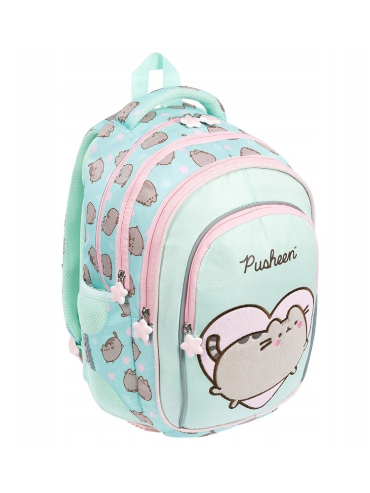 PLECAK+PIÓRNIK+WOREK ZESTAW PUSHEEN MINT ST. MAJEWSKI