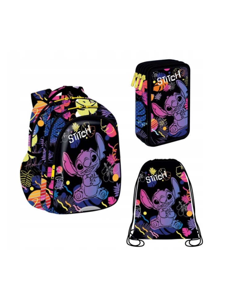 ZESTAW 3-ELEMENTÓW PIÓRNIK POTRÓJNY STITCH DISNEY BLACK COOLPACK