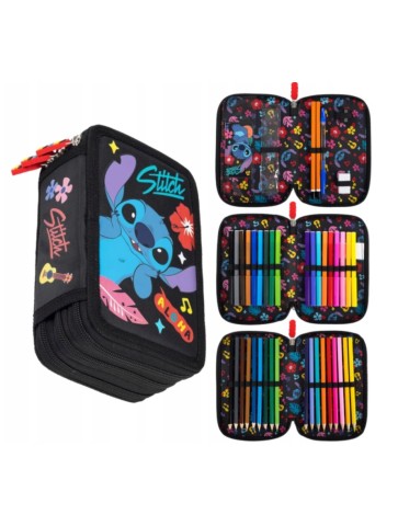 PIÓRNIK POTRÓJNY Z WYPOSAŻENIEM STITCH ALOHA BLACK ST. MAJEWSKI