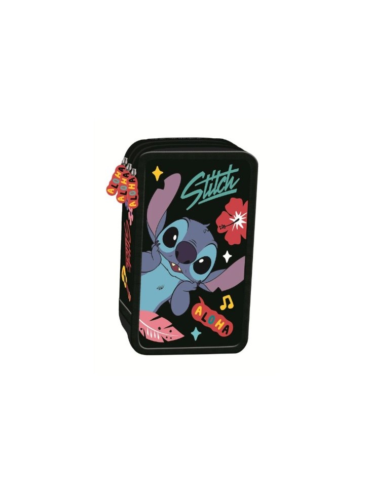 PIÓRNIK POTRÓJNY Z WYPOSAŻENIEM STITCH ALOHA BLACK ST. MAJEWSKI