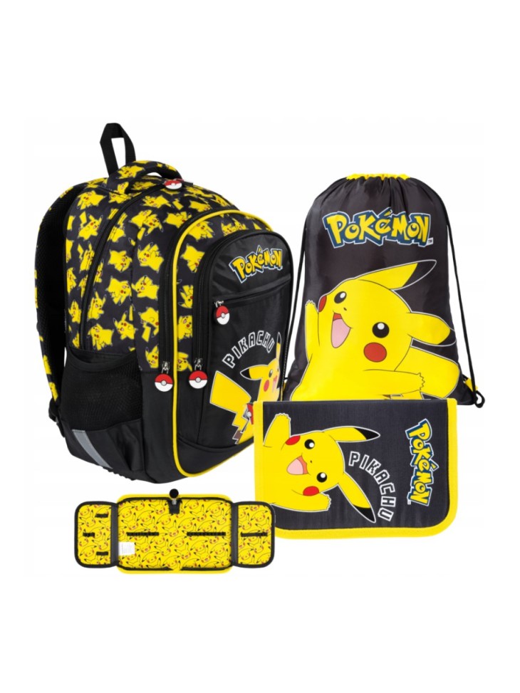 ZESTAW SZKOLNY 3-ELEMENTÓW POKEMON PIKACHU ST. MAJEWSKI