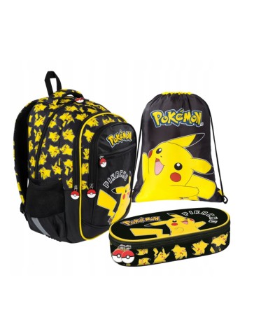 ZESTAW SZKOLNY 3-ELEMENTÓW POKEMON PIKACHU ST. MAJEWSKI