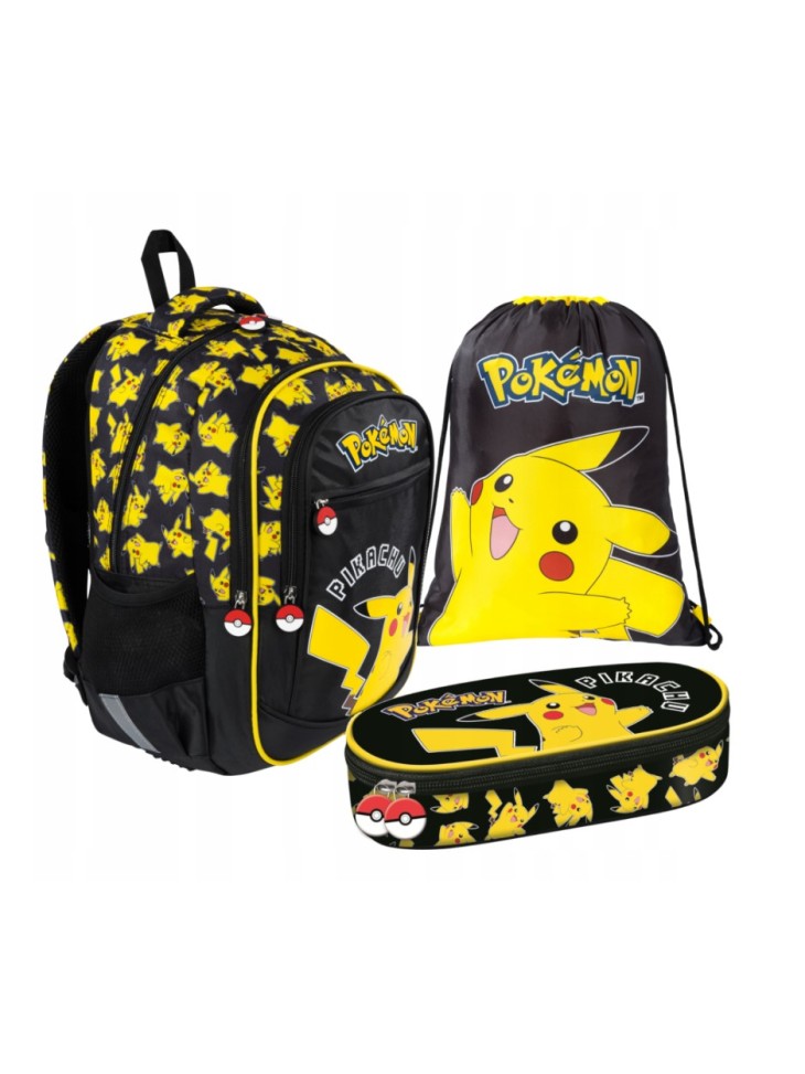 ZESTAW SZKOLNY 3-ELEMENTÓW POKEMON PIKACHU ST. MAJEWSKI