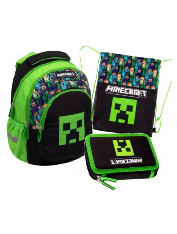 ZESTAW SZKOLNY 3-ELEMENTÓW DLA CHŁOPCA MINECRAFT STEVE CREEPER ASTRA