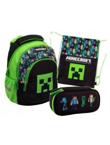 ZESTAW SZKOLNY 3-ELEMENTÓW DLA CHŁOPCA MINECRAFT STEVE CREEPER ASTRA