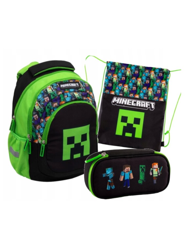 ZESTAW SZKOLNY 3-ELEMENTÓW DLA CHŁOPCA MINECRAFT STEVE CREEPER ASTRA