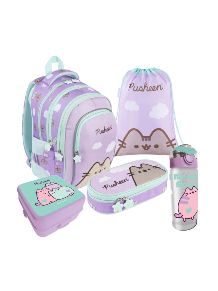 ZESTAW SZKOLNY 5-ELEMENTÓW PUSHEEN VIOLET FIOLET ST. MAJEWSKI