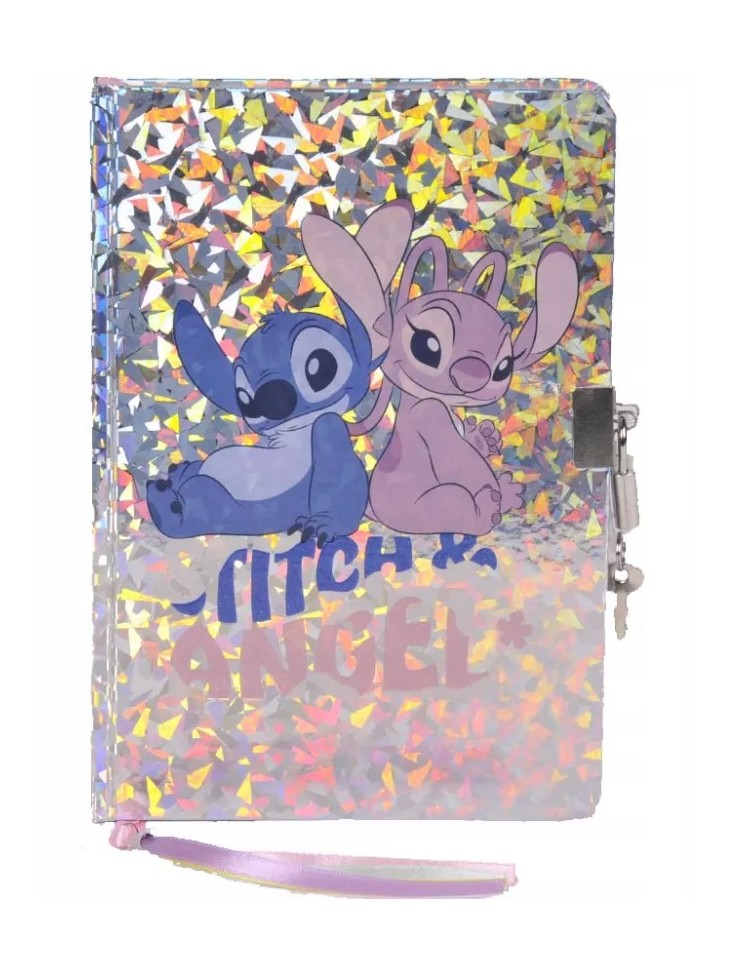 PAMIĘTNIK Z KŁÓDKĄ A5 LILO I STITCH ANGEL BROKATOWY PASO