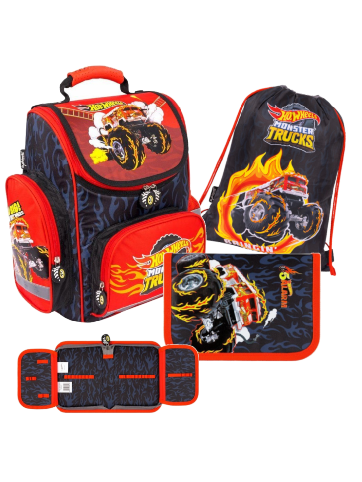 ZESTAW SZKOLNY DLA CHŁOPCÓW 3-ELEMENTY HOT WHEELS ST. MAJEWSKI