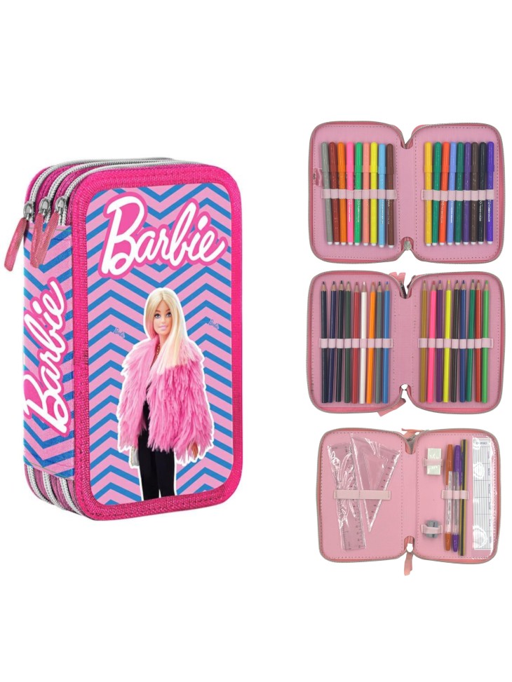 PIÓRNIK POTRÓJNY Z WYPOSAŻENIEM DLA DZIEWCZYNKI BARBIE GIOTTO