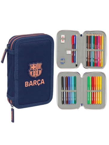 PIÓRNIK PODWÓJNY FC BARCELONA TEAM NAVY BLUE&ORANGE SAFTA