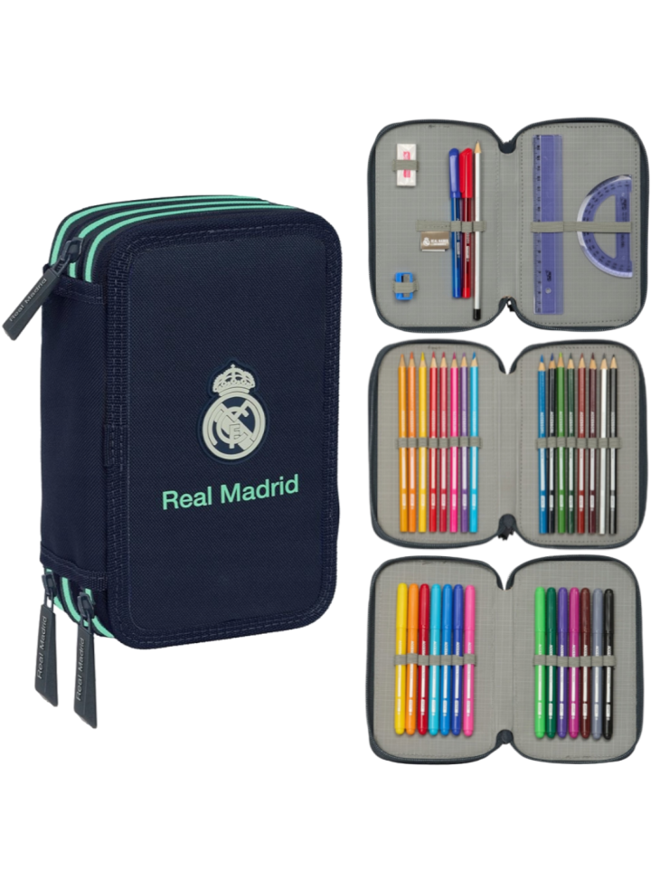 PIÓRNIK POTRÓJNY REAL MADRYT RM TEAM 25/26 NAVY BLUE GREEN SAFTA
