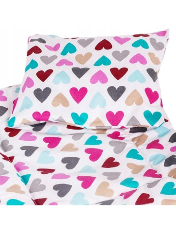 RETRO KOŁYSKA DREWNIANA BIAŁA DLA LALEK PEEWIT + POŚCIEL SERCA