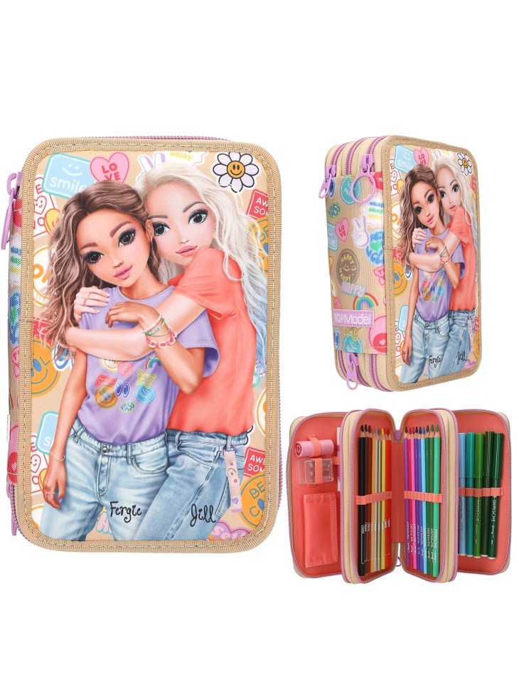 PIÓRNIK POTRÓJNY Z WYPOSAŻENIEM TOP MODEL GIRL POWER FERGIE&JILL 13282 DEPESCHE