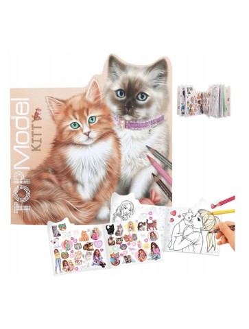 TOP MODEL KOLOROWANKA Z NAKLEJKAMI KITTY KOTEK 12713