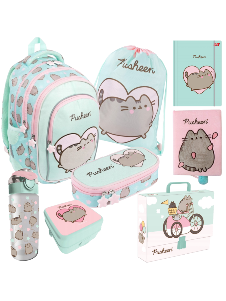 ZESTAW 8-ELEMENTÓW SZKOLNYCH DLA DZIEWCZYNKI PUSHEEN MINT ST. MAJEWSKI