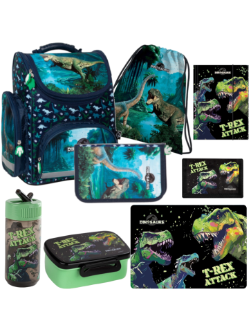 ZESTAW SZKOLNY DLA CHŁOPCA 8-ELEMENTÓW DINOZAUR 19/20 DERFORM