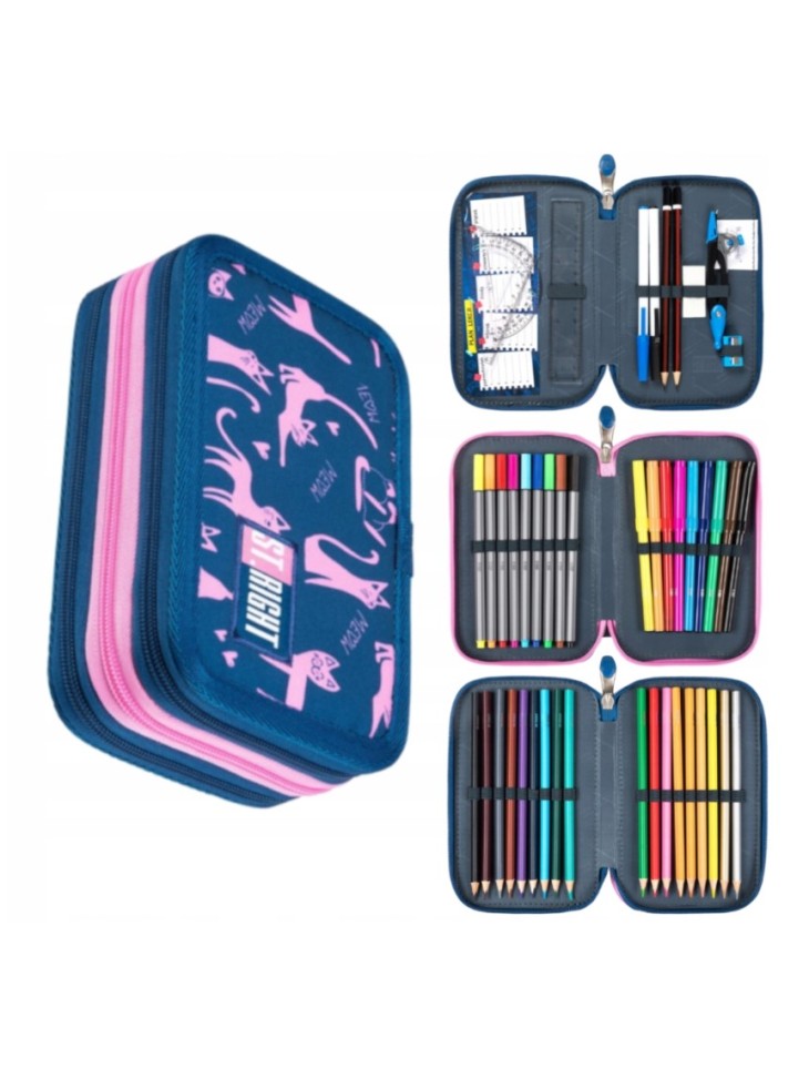 PIÓRNIK POTRÓJNY Z WYPOSAŻENIEM, DLA DZIEWCZYNKI, LAZY KOTEK ST. MAJEWSKI