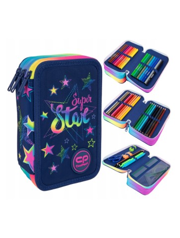 PIÓRNIK POTRÓJNY Z WYPOSAŻENIEM KOLOROWE GWIAZDY STARS JUMPER 3 COOLPACK